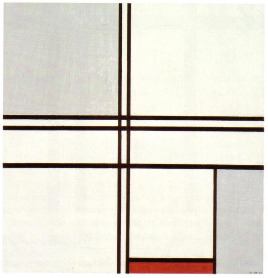 Composition avec rouge et gris